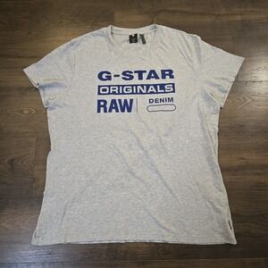 G-Star Raw Gray Blue Crew Neck T-Shirt Mens XXL New Casual Tee NWOT